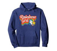 Rainbow Brite Rainbow Girl Colorful Stack Big Chest Logo Pullover Hoodie