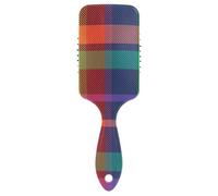 Rainbow Buffalo Plaid Tartan Check Scotland Strip Hair Brush for Thick Curly Thin Long Short Wet or Dry Adds Shine and Makes Smooth Comb Paddle Brush for Men Women Kid