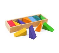 Rainbow Building Blocks Educational Wooden Building Toy Shape Sorting Blocks Stacking Puzzle Set Motor Skill Development Creative Activities Suitable, Triangle