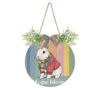 Rainbow Bunny Decorative living room door sign funny door wreaths for front for Spring Summer Fall winter Holiday Halloween Christmas easter decor