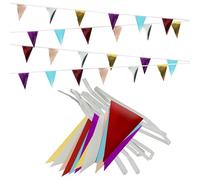 Rainbow Bunting Banners- GREATRIL Bunting Outdoor Waterproof Plastic Garland Flag for Birthday Graduation Festival Carnival Mexican Fiesta Garden Party Decorations 48 Flags