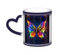 Rainbow Butterfly 11 Oz Magic Heat-Responsive Mug - A Beverage Experience That Changes Colors with Temperature
