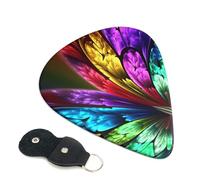 Rainbow Butterfly 6 Pack Guitar Picks With Holder, Personalized Guitar Plectrums Non-Slip Portable Ukulele Bass Picks 0.46mm For Acoustic Guitar Lovers Gifts