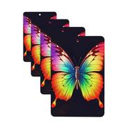 Rainbow Butterfly Car Air Fresheners Cards 4 Pcs Hanging Fragrance Scented Cards Long-Lasting Car Aromatherapy Tablets for Wardrobe Bathroom Car Interior Mirror Pendant Gifts