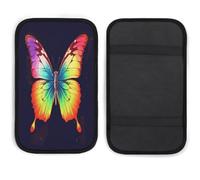 Rainbow Butterfly Car Handrail Box Cushion Soft Comfortable Anti Slip,Car Armrest Cushion Neoprene Universal Decoration,car Center Console Coverfor Most Cars Trucks And SUV