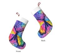 Rainbow Butterfly Christmas Stocking Colorful Xmas Hanging Stocking for Kids Adults Family Holiday Party Decoration