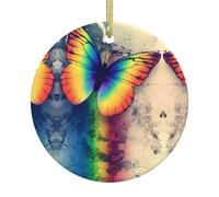 Rainbow Butterfly Creative 2.9-inch ceramic Christmas tree pendant, perfect for bedroom weddings and party souvenirs