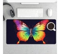 Rainbow Butterfly Desk Pad Protector Non-Slip Gaming Desk Mat Waterproof Desktop Mat for Keyboard and Mouse Large Mousepad Smooth Writing Pad for Home Office Work(23.6 X 13.8)