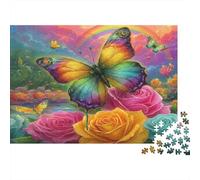 Rainbow Butterfly Fantasy 1000 Pieces Sturdy Cardboard Premium Jigsaw Puzzle Family Lovers Stress Relief Gifts Value Pack 52x38cm/1000pcs