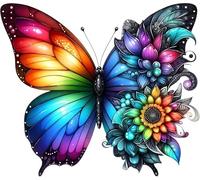 Rainbow Butterfly Floral Vinyl Decals, Stickers for Wall, Toilet and Mirror