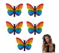 Rainbow Butterfly Hair Clips for Girls, Pride Rainbow Accessories for Party Day, Butterfly with Foldable Wings, Celebration Headpiece Outfit Accessories for Women & Girls (Colorful,10)