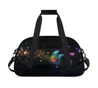Rainbow Butterfly Hearts Duffel Bags for Women Men Kids Girls Boys Overnight Weekender Travel Bag 24L Sport Gym Duffel Bag Practice Tote Carry Bag