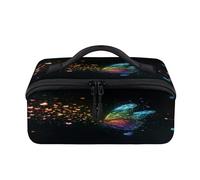 Rainbow Butterfly Hearts Travel Makeup Bag Portable Waterproof Pouch Open Flat Toiletry Bags Toiletries Cosmetics Traveling Organizer for Women Men