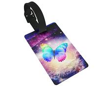 Rainbow Butterfly Luggage Tags for Suitcases, Bag Tag with Name ID Card Label
