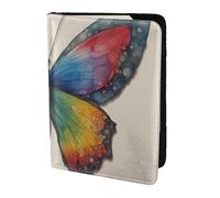 Rainbow Butterfly Print 5.5in Passport Travel Document Wallet Case Stylish Secure Men Women For Travelers, Black, One Size