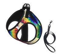 Rainbow Butterfly print Dog Harness, 2X Buckle,Dog Vest,No Pulling Front Leash Clip,for Small Medium Dogs