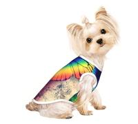 Rainbow Butterfly print Dog Shirts for Small Dogs Stretchy T-Shirts Lightweight Tank Top Sleeveless Striped Vest