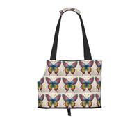 Rainbow Butterfly Print Pet Tote Bag, Foldable Portable Single Shoulder Pet Carrier For Small Dogs Cats