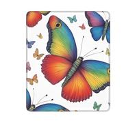 Rainbow Butterfly Print Rectangle Mouse Pad, Non-Slip Rubber Base Mouse Pad, 12 X 10 In