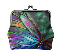 Rainbow Butterfly Printed Coin Purse for Women Cute PU Leather Coin Wallet Mini Coin Purse Pouch with Kiss-Lock