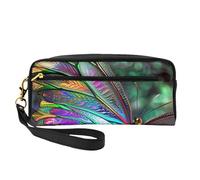 Rainbow Butterfly Printed Leather Makeup Bags with Wrist Strap Portable Travel Toiletry Bag Cosmetic Organizer Bag for Women