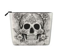 Rainbow Butterfly Printed Reusable Cosmetic Bag â€“ Travel Toiletry Organizer, Zipper Pouch for Makeup Accessories, Mexican Skull, One Size