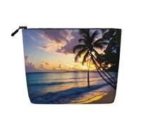 Rainbow Butterfly Printed Reusable Cosmetic Bag – Travel Toiletry Organizer, Zipper Pouch for Makeup Accessories, Breathtaking Jamaica Beach, One Size