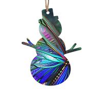 Rainbow Butterfly Printed Wooden Snowman-Shape Christmas Decorations 6 PCS Christmas Tree Decorations Holiday Hanging Decor
