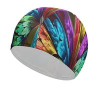 Rainbow Butterfly Swim Caps for Long Short Hair, Durable Fabric Swimming Caps for Women Men Non-Slip High Elastic Swim Hats Comfortable Bathing Caps Swimming Hat to Keep Hair Clean