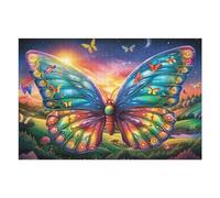 Rainbow Butterfly Wings 1000 Piece Jigsaw Puzzle for Adults Teens Gaming Break Activity Mental Reset Colourful Design Great Gift for Gamers 1000 PCS