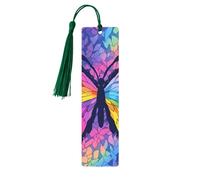Rainbow Butterfly Wooden Bookmark with Tasse Colorful Bookmarks for Women Men Book Lovers, Page Markers for Students Teachers Reading Writers Gifts