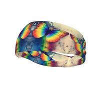 Rainbow ButterflyStylish sweat-wicking sports headband, perfect for men and women, fitness, running, and yoga.
