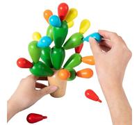 Rainbow Cactus Wooden Stacker Inspired Learning Toy Vibrant Layered Balance Building Set Gentle Hand-Eye Coordination Aid Soft Edges Skill Growth Engaging Play Creative Sorti