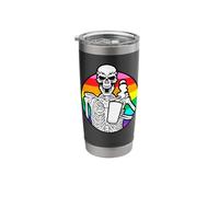 Rainbow Caffeine Coffee Drink Gay Pride Halloween Skeleton Stainless Steel Insulated Tumbler