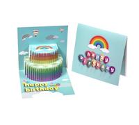 Rainbow Cake 3D Pop Up Birthday Card with Personalized Age Numbers