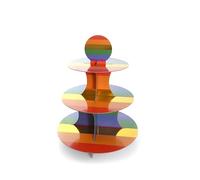 Rainbow Cake Stand - Pack of 5-3-Tier Multicoloured Cardboard Cake Stand - Fun Pride Month LGBTQ+ Party Tableware Decoration