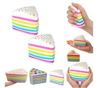 Rainbow Cake Stress Ball - Sensory Fidget Stress Relief Ball Slow Rise Desk Relaxation Item for Office, Party Favors, Rewards, Gift (Rainbow*2)