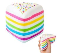 Rainbow Cake Stress Ball - Soft Rainbow Cake Squeezing Toy, Jumbo Food Fidget for Kids Adults, Squishy Dessert with Stress Relief, Fun Collectible, Novelty Pastry for Working and Studying
