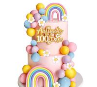Rainbow Cake Topper, Rainbow Cake Decorations, Cake Balls Decoration, HSC 35 PCS Pastel Ball Cakes Toppers with Daisies, DIY Baking Cupcake Decorations for Birthday Baby Shower Macaron Unicorn Party