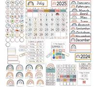 Rainbow Calendar Bulletin Board Set Calendar Seasons Weather Chart for School Classroom Wall Decoration