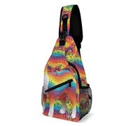 Rainbow Camel Pattern Sling Bag for Adult,Crossbody Bag-Multi-Pocket,Sling Backpack for Festival Workout Travel