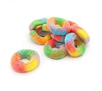 Rainbow Candy Bags - Assorted Sweets Including Bottles, Flowers, Rings & 3D Sugared Hearts - Retro Pick n Mix Sweets - Bulk Bag (0.2kg, Rainbow Rings Bag)
