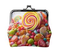 Rainbow Candy Coin Purse for Women, Small PU Leather Change Purse with Kiss Lock, Vintage Coin Wallet Card Holder, Mini Coin Pocket Pouch Change Holder for Travel, Party