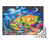 Rainbow Candy Land Castle 1000 Piece Thick Cardboard Jigsaw Puzzle Family Educational Challenging Group Fantasy Night Scene Puzzle Party Game Holiday Leisure Home Activity 52x38cm/1000pcs