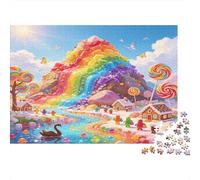 Rainbow Candy Mountain 1000 Piece Jigsaw Puzzle Jigsaw Puzzle for Adults Colourful Fairytale Village Paper Puzzle Relaxation Focus Family Decor Gift 70x50cm/1000pcs