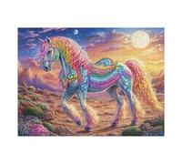 Rainbow Carousel Horse 500 Pc DIY Jigsaw Puzzle Equine Colorful Moon Puzzles for Adults Teens Hard Challenging Team Building Stress Reducing Autumn Premium Quality Material 500 PCS