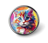 Rainbow Cartoon Cat Lapel Pin Fashion Brooch Pin Cute Button Badges Round Button Pins Enamel Pins Metal Pinback for Hat Shirt Clothing Bags Decoration, Rainbow Cartoon Cat, Circular