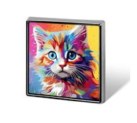 Rainbow Cartoon Cat Lapel Pin Fashion Brooch Pin Cute Button Badges Square Button Pins Enamel Pins Metal Pinback for Hat Shirt Clothing Bags Decoration