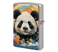 Rainbow Cartoon Panda Lighter Case Pouch Double-Sided Metal Lighter Sleeve Scratch & Drop Resistant Lighters Protector Fits Standard Kerosene Lighters Pocket Protective Cover for Camping Party