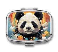 Rainbow Cartoon Pill Box with 2 Compartments, Portable Medicine Pill Organizer for Pocket or Purse, Decorative Metal Medicine and Vitamins Organizer